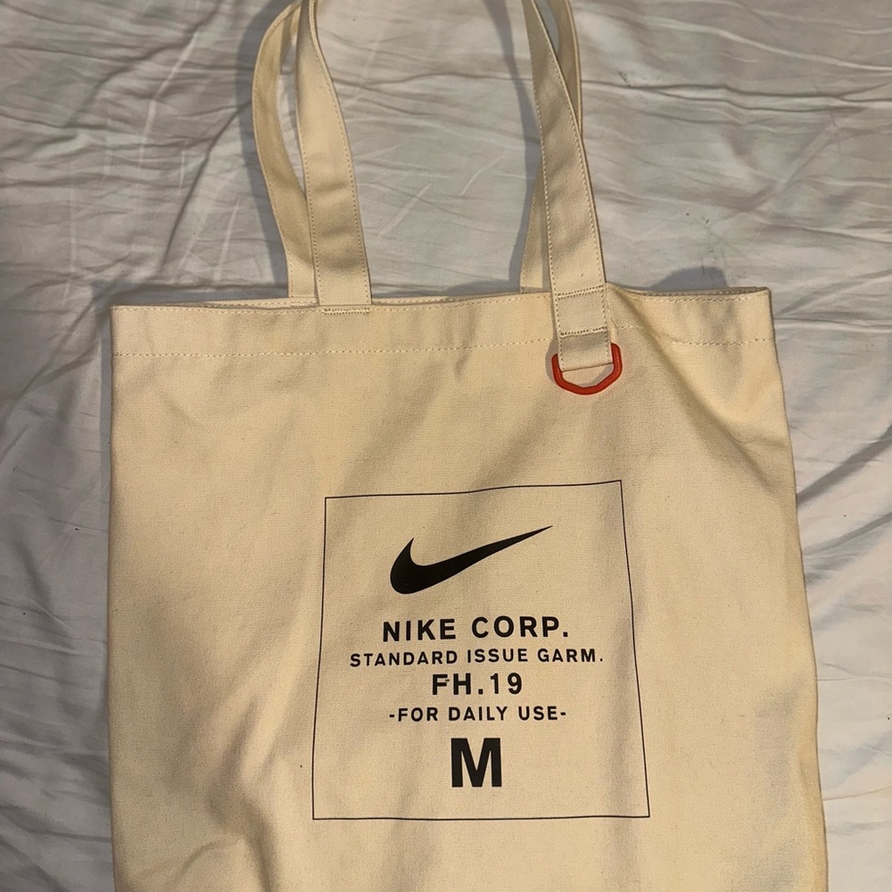 Nike Corp Cream Tote with Black Print